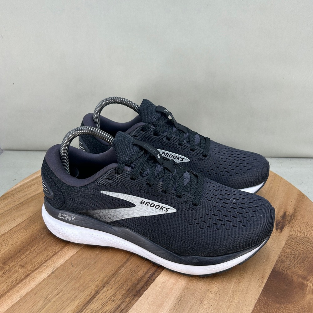 Brooks Ghost 16 Womens Running Shoes Black White Wide D 8.5 1204071D090